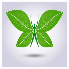 Eco logo green butterfly