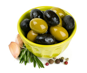 black and green olives