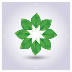 Vector green leaves in a circle