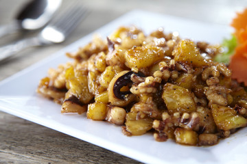 thai food from squid and pineapple