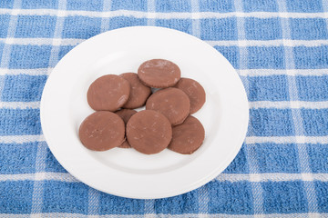 Thin Chocolate Mint Cookies on White Plate