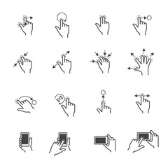 Gesture icons for touch devices