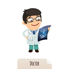 Doctor looking at x-ray. Clipping paths included.