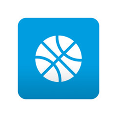 Etiqueta tipo app azul simbolo balon de baloncesto