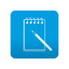 Etiqueta tipo app azul simbolo bloc de notas