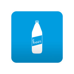Etiqueta tipo app azul simbolo botella de cerveza