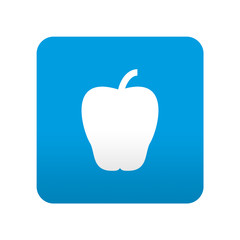 Etiqueta tipo app azul simbolo manzana