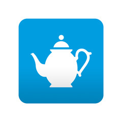 Etiqueta tipo app azul simbolo tetera