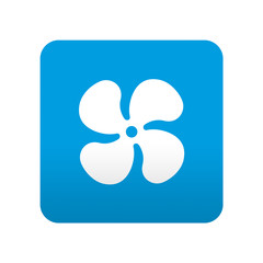 Etiqueta tipo app azul simbolo ventilador
