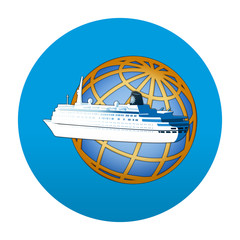 Etiqueta tipo app redonda azul crucero © teracreonte