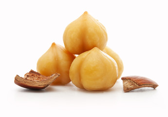 Forest nuts hazelnuts isolated on white background.