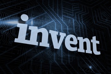 Invent against futuristic black and blue background