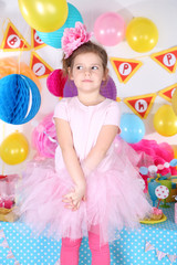 Fototapeta na wymiar Pretty little girl celebrate her birthday