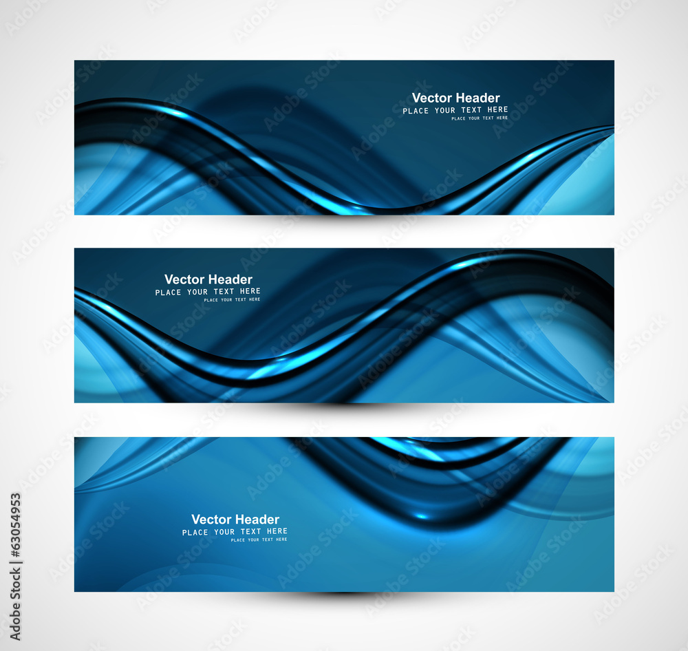 Wall mural beautiful business header blue shiny stylish wave design vector