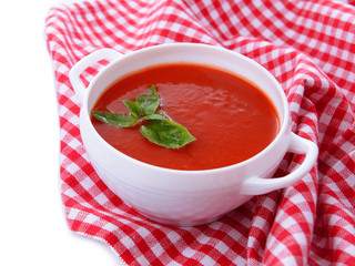 Tasty tomato soup, close up