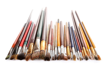 Many brushes isolated on white