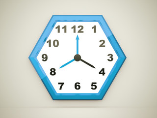 Blue hexagonal clock