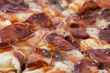 Peperoni pizza pie closeup