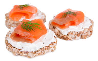 Delicious canapes isolated on white