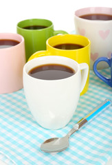 Many cups of coffee close up