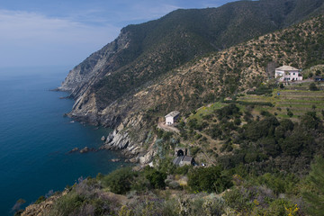 Fototapeta na wymiar Coastline between Moneglia and Riva Trigoso