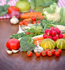 Fresh organic vegetables on a table