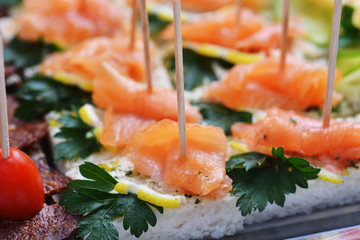 Sandwiches with red fish