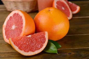 Ripe grapefruit on table close-up