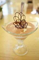 Tasty dessert on table in cafe