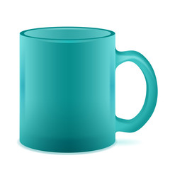 Green semi-transparent mug isolated. Empty Frosted cup.