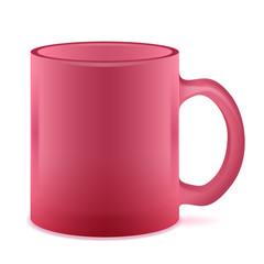Red semi-transparent mug isolated. Empty Frosted  cup.