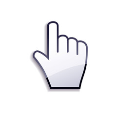 Obraz premium Glossy cursor hand isolated on white background.