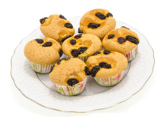 tasty muffin cake, isolated on white