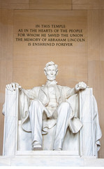 The statue of Abraham Lincoln inside Lincoln Memorial