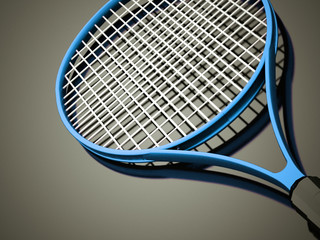 Blue tennis racket rendered