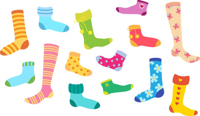 Set of socks of different colors and design