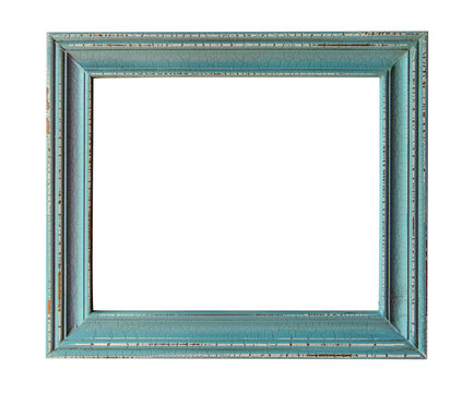 Wooden photo frame empty Isolated on white background