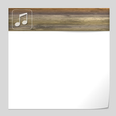 vector banner with wood texture and music icon