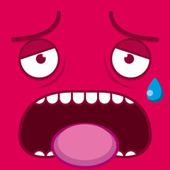 A Vector Cute Cartoon Pink Tired Face