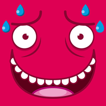 A Vector Cute Cartoon Red Sweaty Face