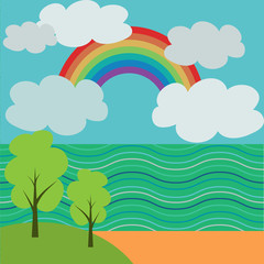 Obraz na płótnie Canvas Landscape with rainbow