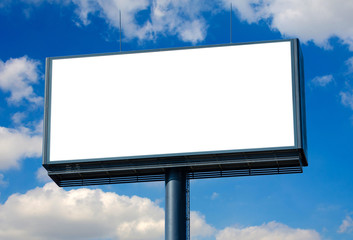 Blank billboard ready for new advertisement and blue sky