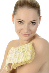 Twen mit Massage-Handschuh