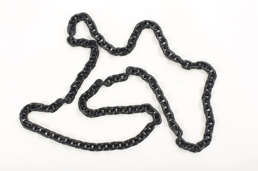 Close up with a metal chain necklace isolated