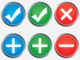 Positive and negative buttons illustration