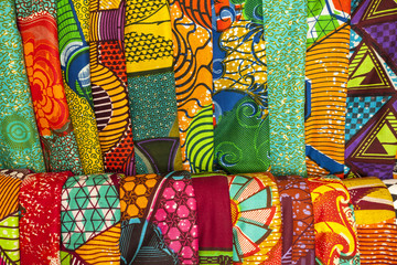 African fabrics from Ghana, West Africa - obrazy, fototapety, plakaty