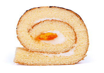 Sweet roll cake isolated on white background