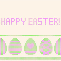 Easter eggs cross-stitched background - beige back.