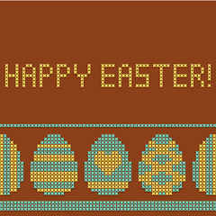 Easter eggs cross-stitched background - brown back.