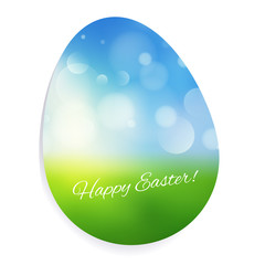 Simple green and blue Easter background with blurry back.